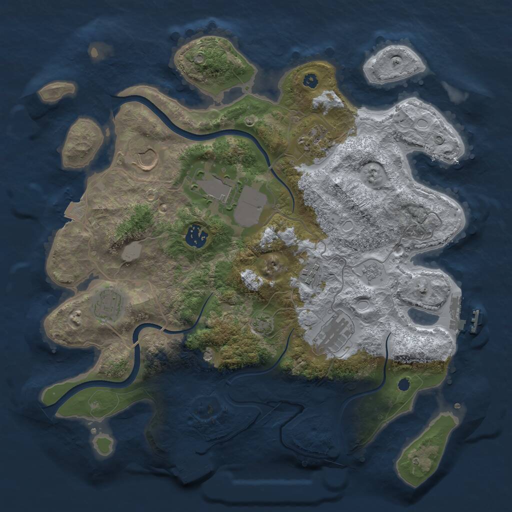 Rust Map: Procedural Map, Size: 3500, Seed: 7845199, 13 Monuments