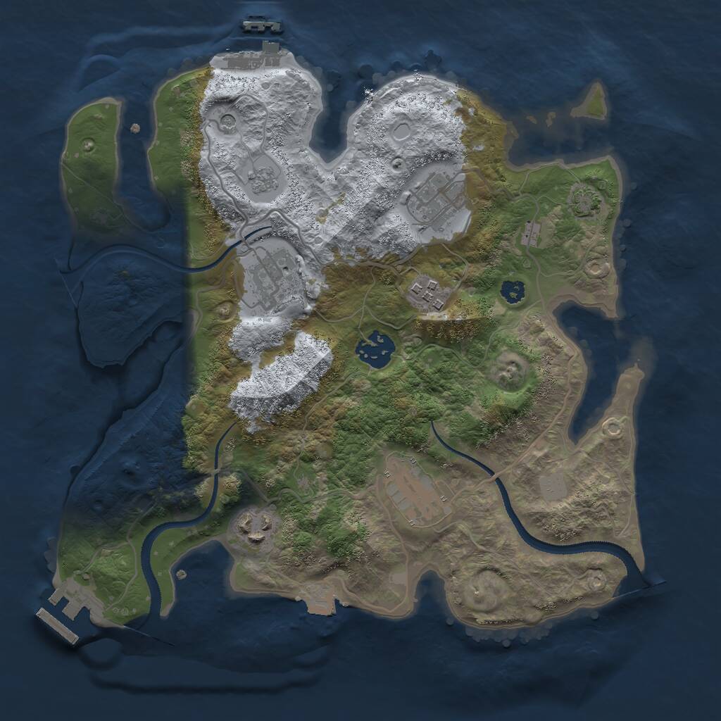 Rust Map: Procedural Map, Size: 3000, Seed: 784512, 12 Monuments