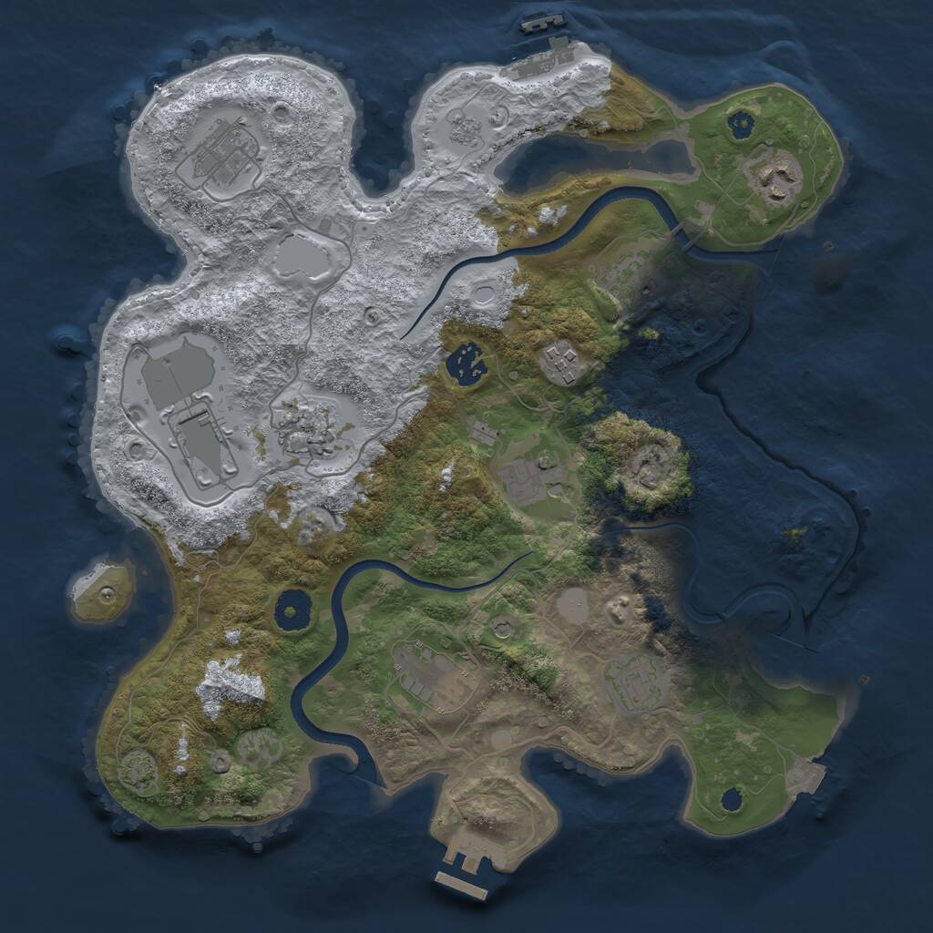 Rust Map: Procedural Map, Size: 3500, Seed: 18263069, 16 Monuments