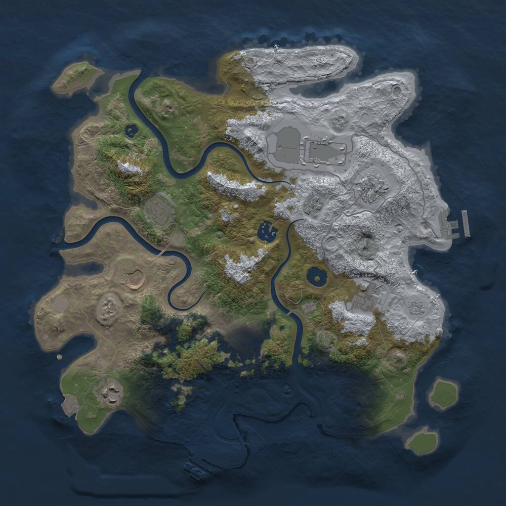 Rust Map: Procedural Map, Size: 3750, Seed: 1833406140, 15 Monuments