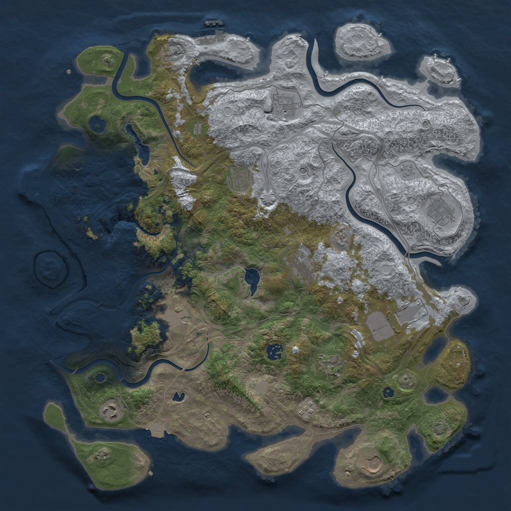 Rust Map: Procedural Map, Size: 4500, Seed: 1795342071, 17 Monuments