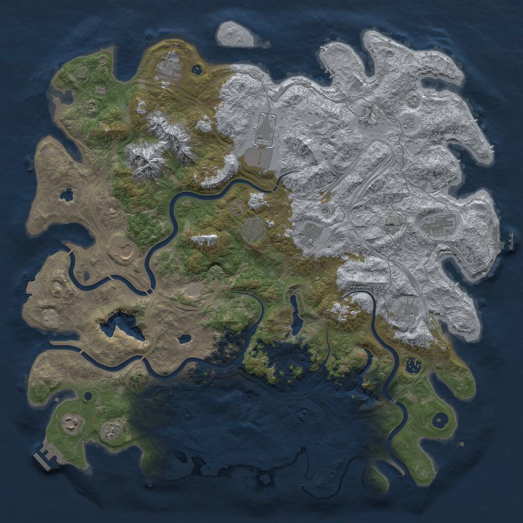 Rust Map: Procedural Map, Size: 5000, Seed: 67938, 17 Monuments