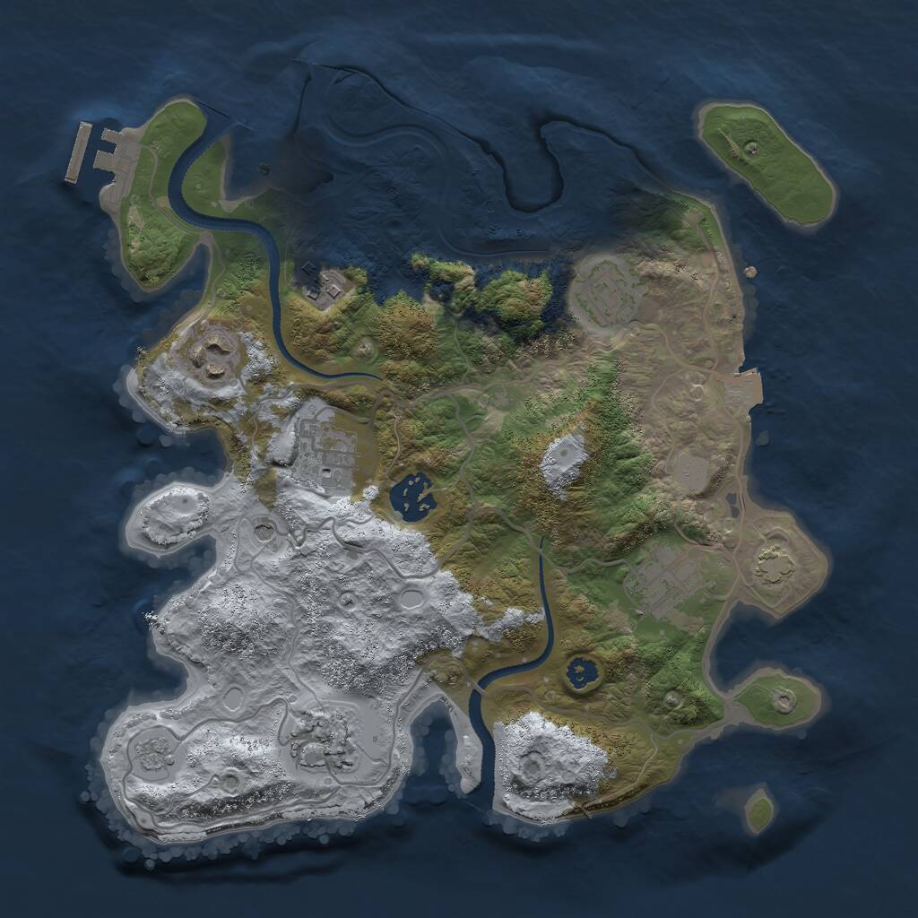 Rust Map: Procedural Map, Size: 3000, Seed: 1187334143, 12 Monuments