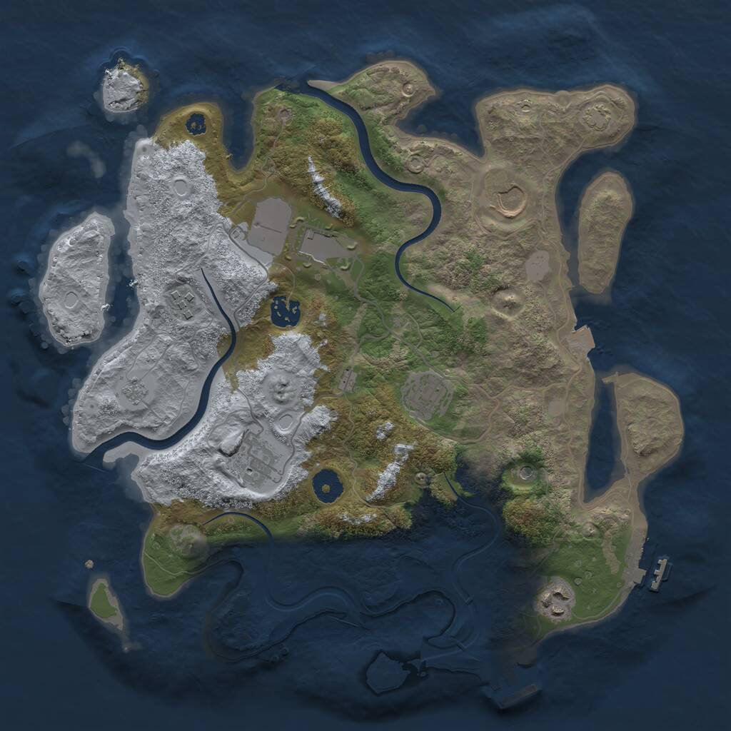 Rust Map: Procedural Map, Size: 3500, Seed: 911885257, 13 Monuments
