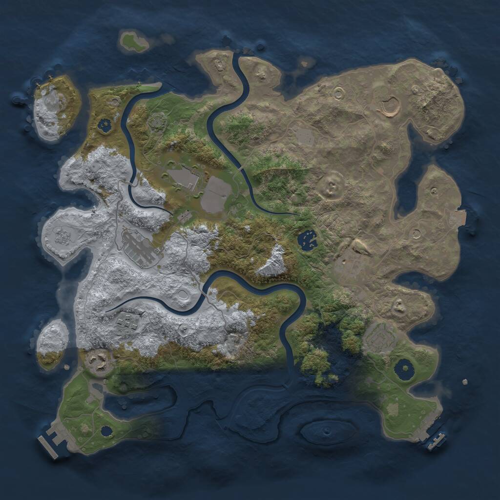 Rust Map: Procedural Map, Size: 3700, Seed: 2069962730, 14 Monuments