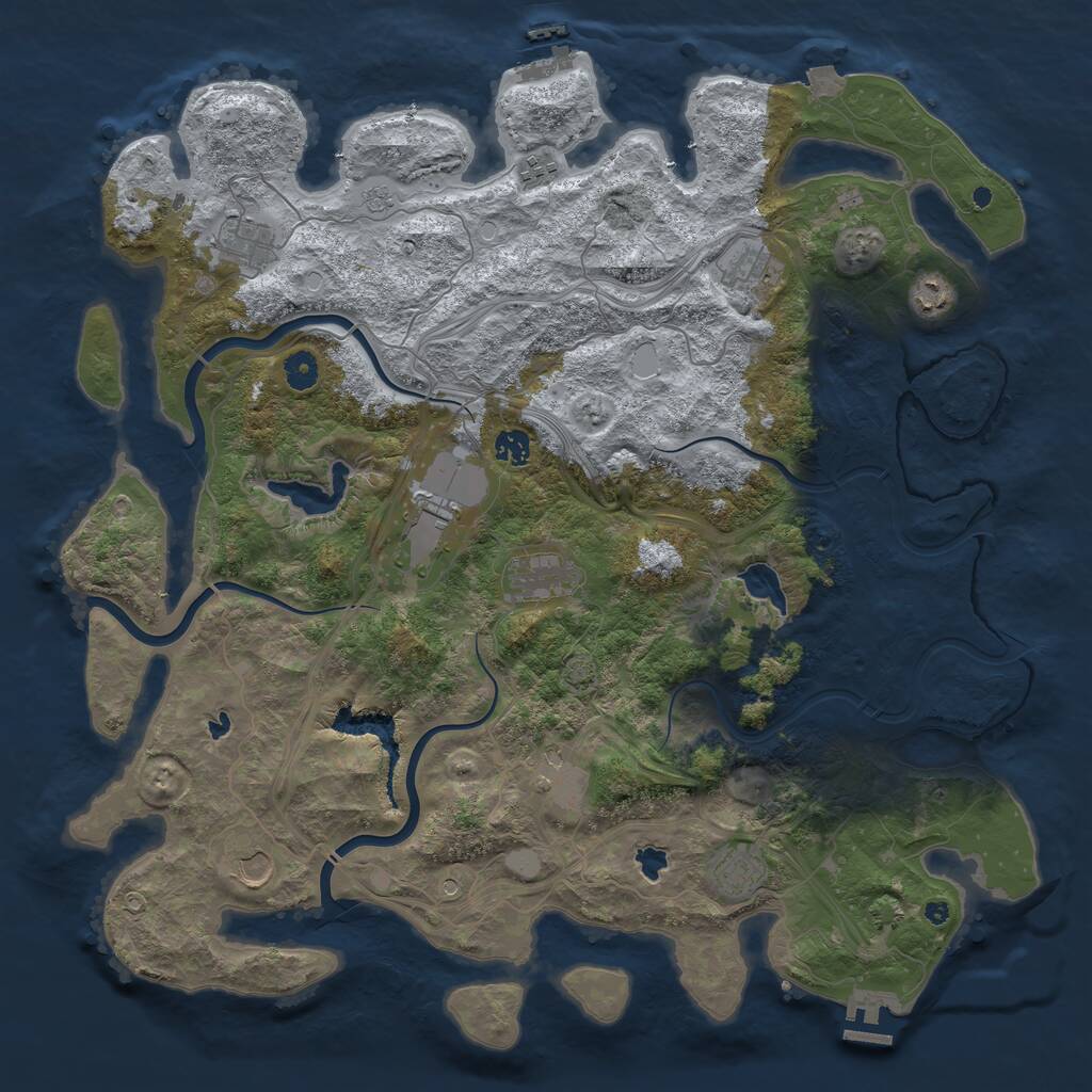 Rust Map: Procedural Map, Size: 4500, Seed: 1180686126, 16 Monuments
