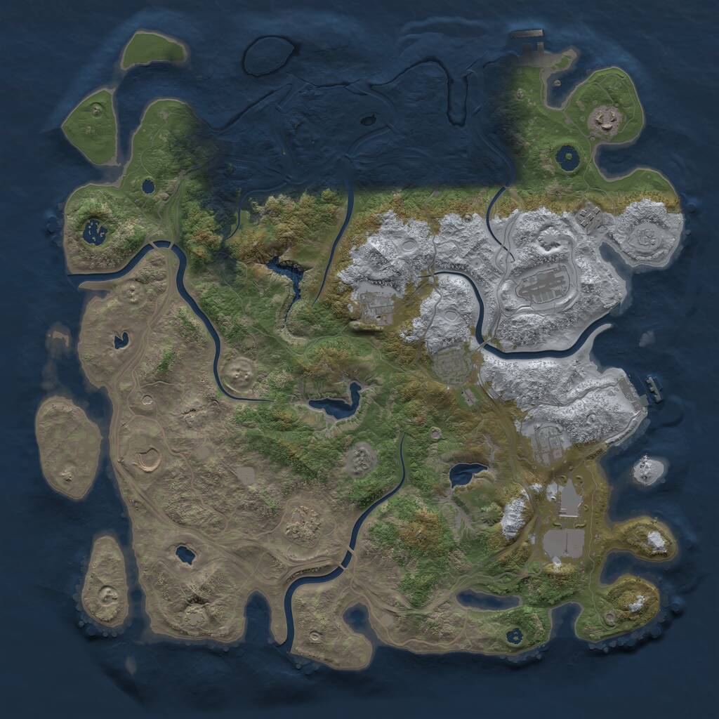 Rust Map: Procedural Map, Size: 4500, Seed: 100200300, 16 Monuments