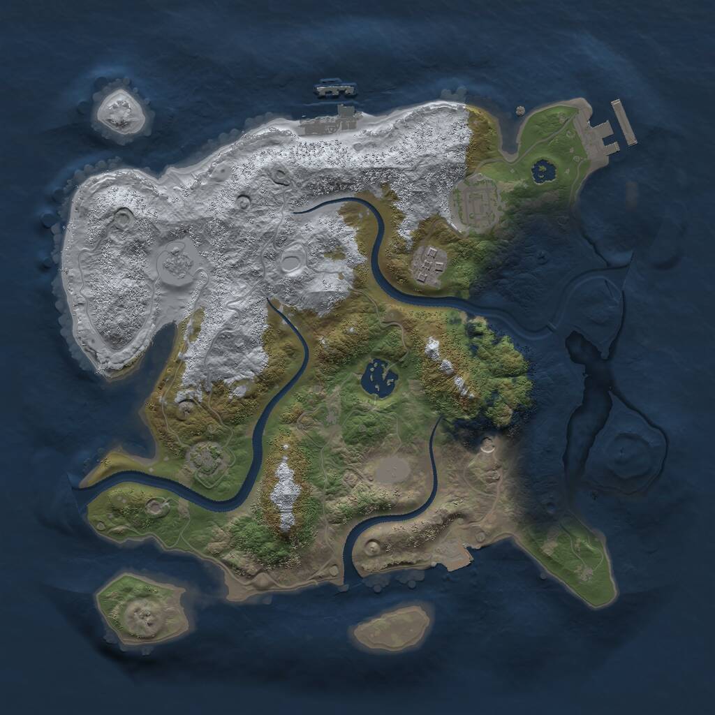 Rust Map: Procedural Map, Size: 3000, Seed: 1869705573, 9 Monuments