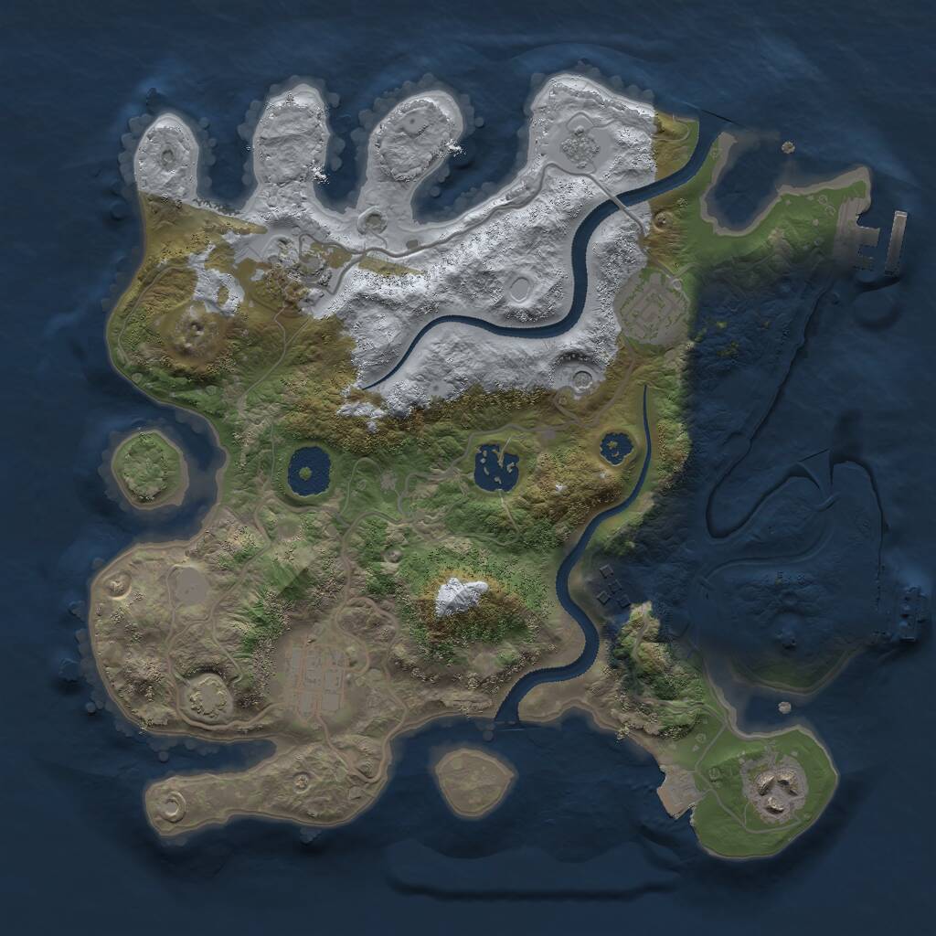 Rust Map: Procedural Map, Size: 3000, Seed: 57893, 12 Monuments