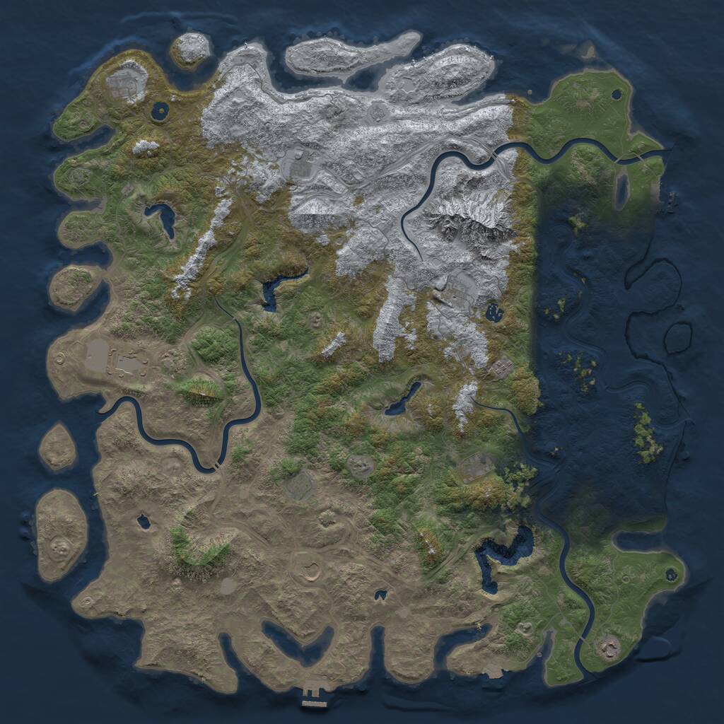 Rust Map: Procedural Map, Size: 6000, Seed: 612984993, 17 Monuments