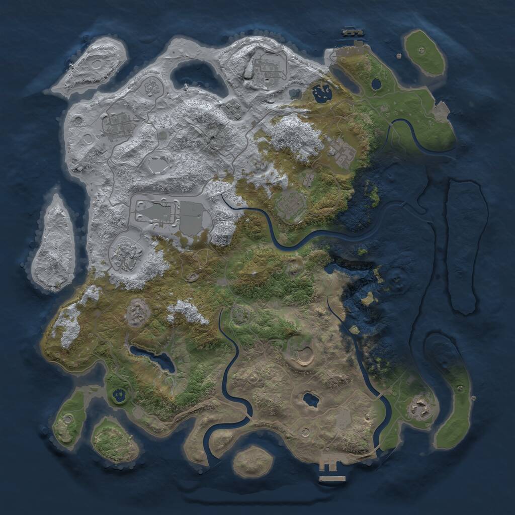 Rust Map: Procedural Map, Size: 4000, Seed: 4694, 16 Monuments