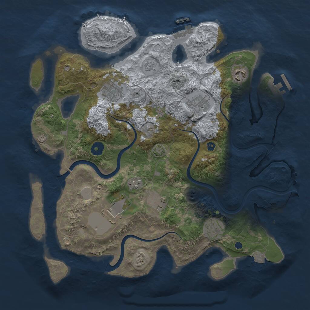 Rust Map: Procedural Map, Size: 3500, Seed: 1285452347, 13 Monuments