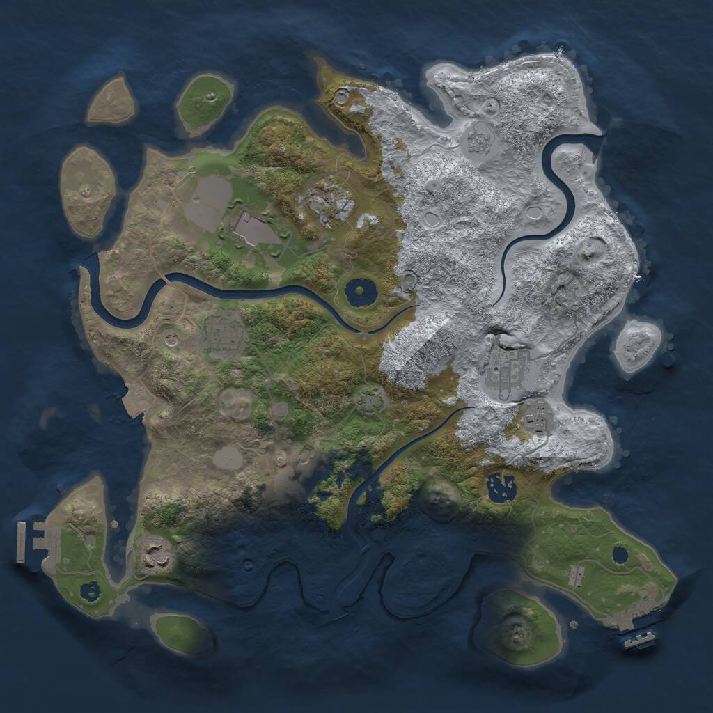 Rust Map: Procedural Map, Size: 3500, Seed: 263960385, 14 Monuments