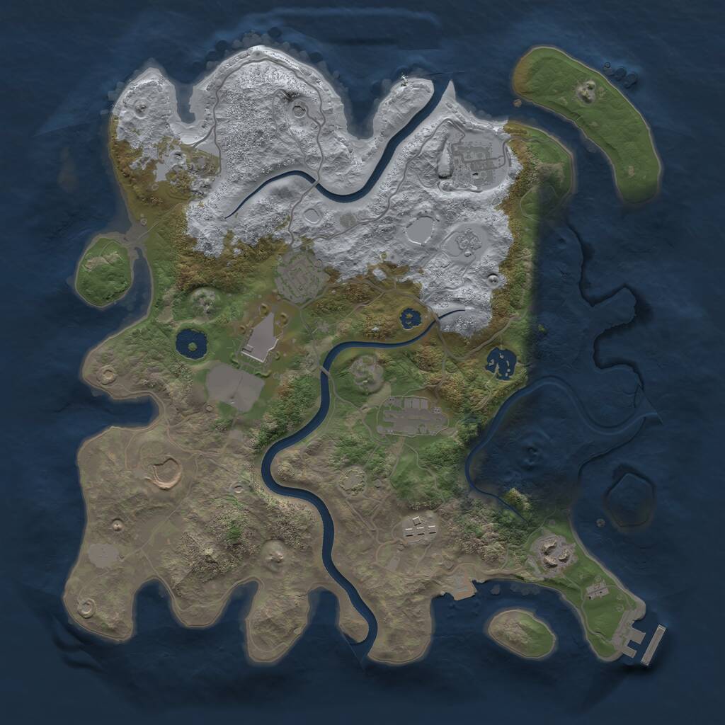 Rust Map: Procedural Map, Size: 3500, Seed: 1920253178, 14 Monuments