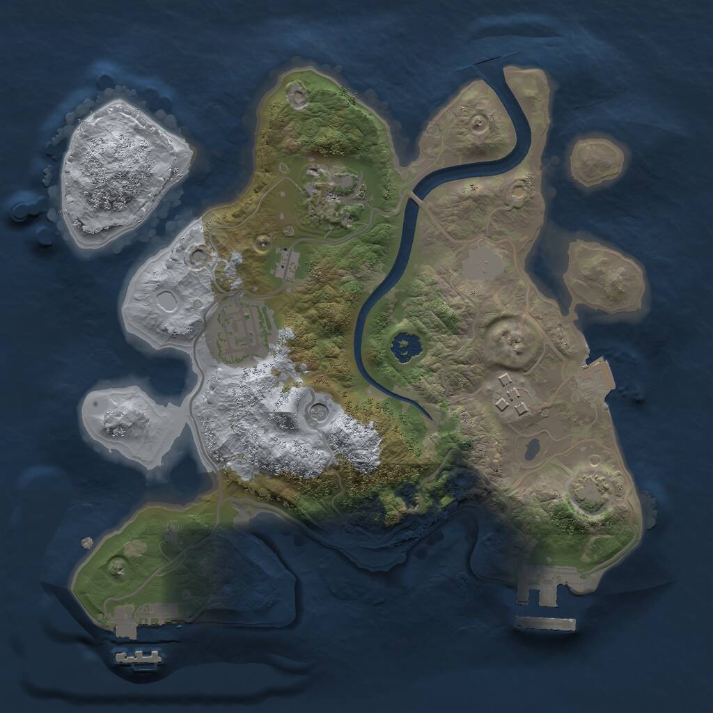 Rust Map: Procedural Map, Size: 2400, Seed: 840928628, 8 Monuments