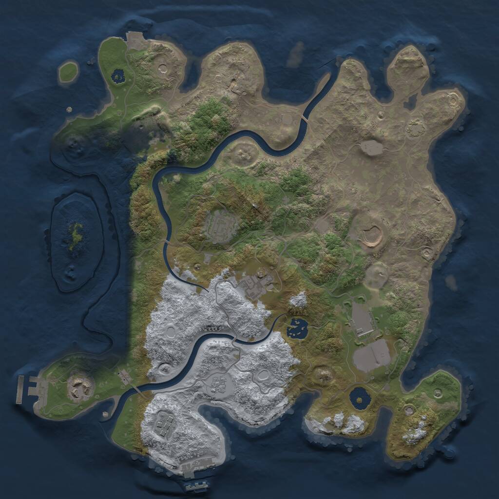 Rust Map: Procedural Map, Size: 3500, Seed: 552654273, 14 Monuments