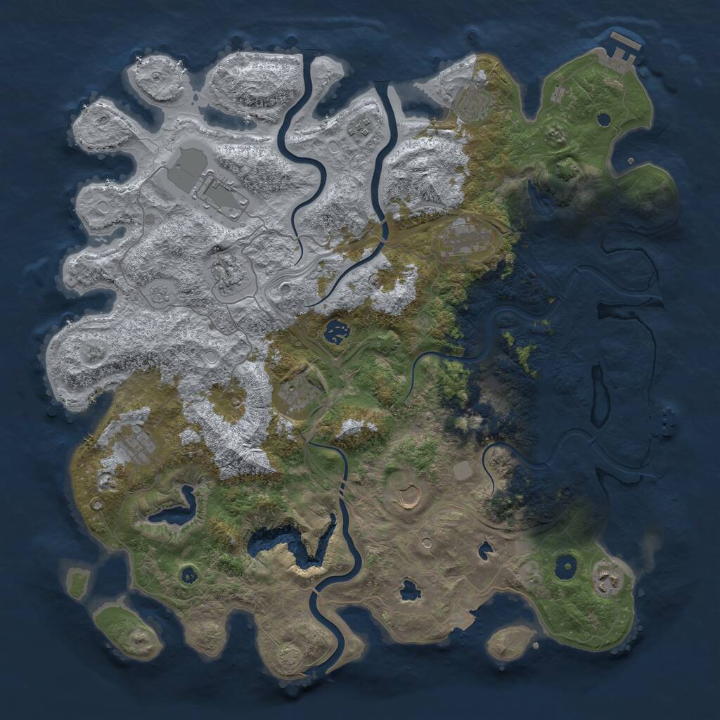 Rust Map: Procedural Map, Size: 4500, Seed: 4567678, 16 Monuments