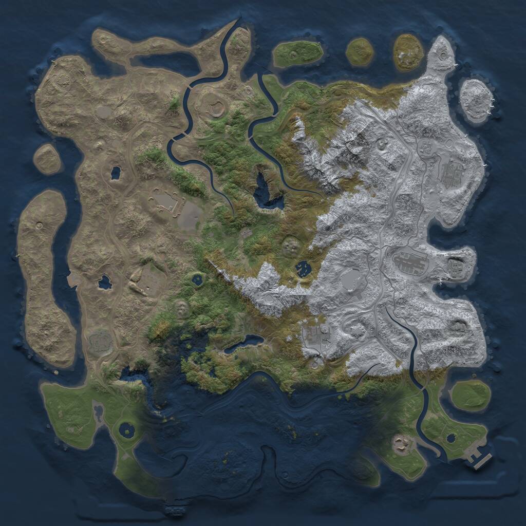 Rust Map: Procedural Map, Size: 5000, Seed: 18031998, 16 Monuments
