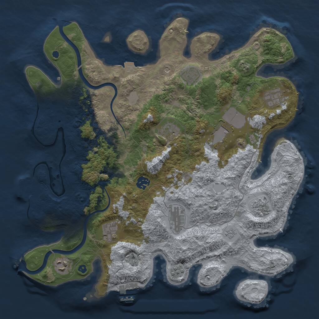 Rust Map: Procedural Map, Size: 3750, Seed: 1320873437, 16 Monuments