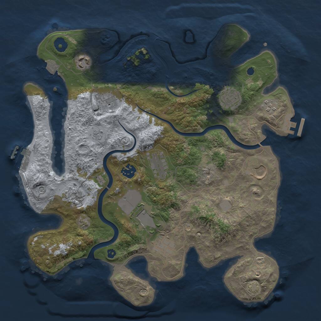 Rust Map: Procedural Map, Size: 3500, Seed: 1113106920, 16 Monuments