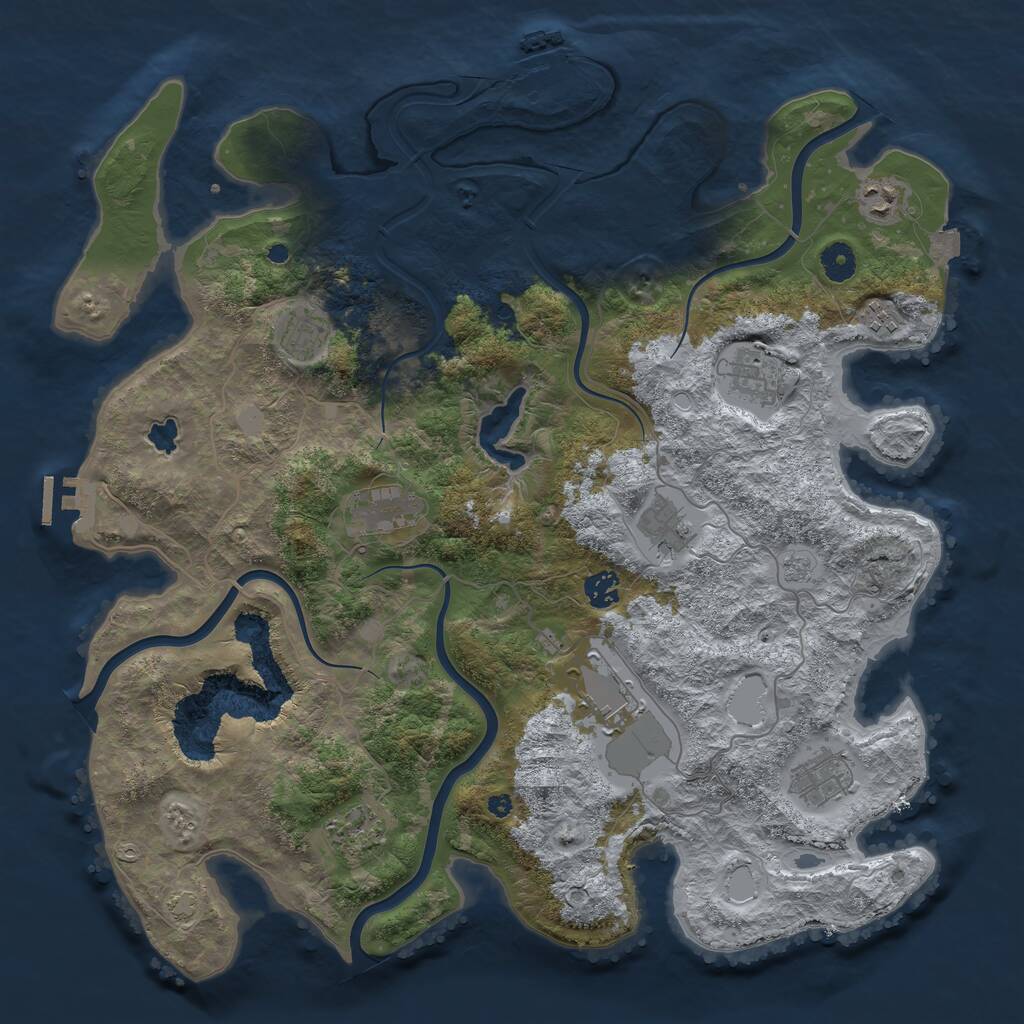 Rust Map: Procedural Map, Size: 4200, Seed: 19283, 16 Monuments