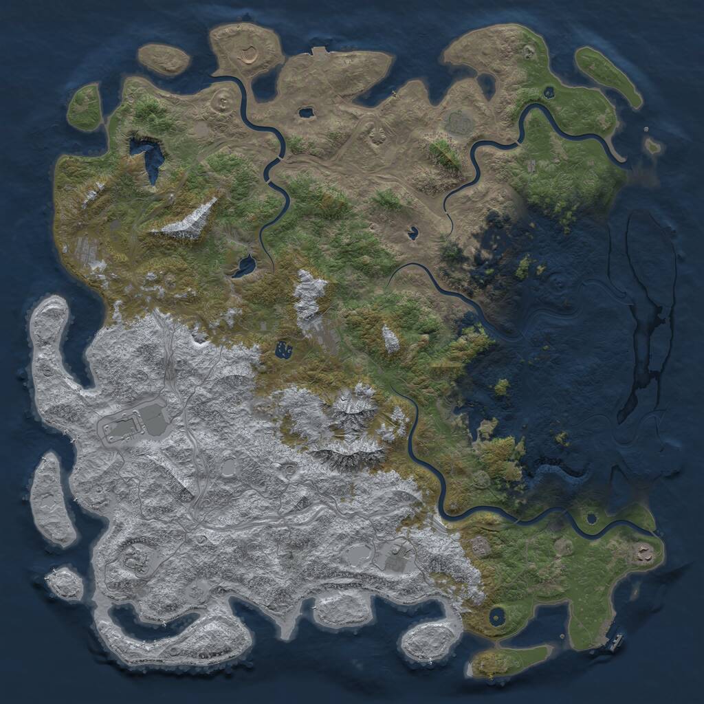 Rust Map: Procedural Map, Size: 6000, Seed: 2020086441, 17 Monuments