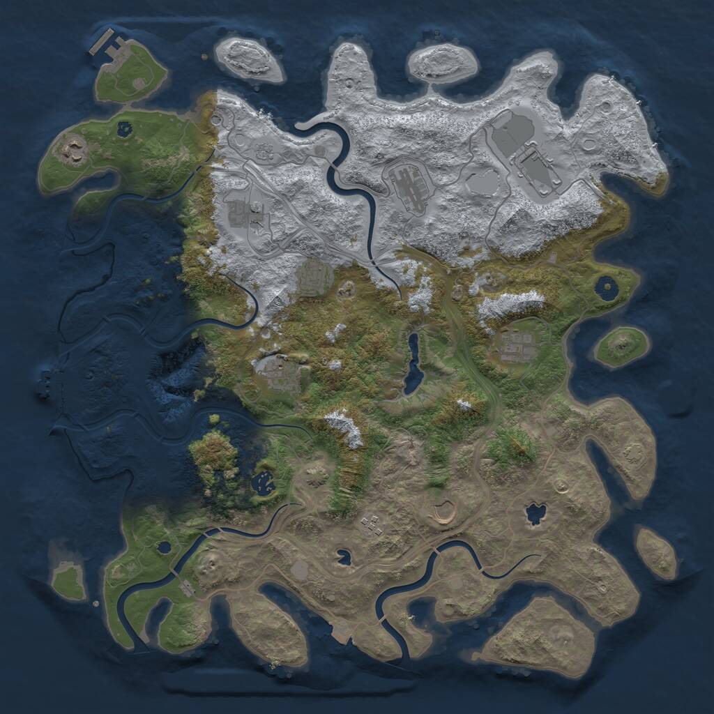 Rust Map: Procedural Map, Size: 4500, Seed: 294445767, 16 Monuments