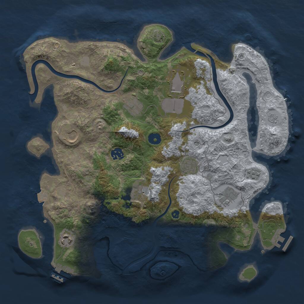 Rust Map: Procedural Map, Size: 3650, Seed: 1379367047, 15 Monuments