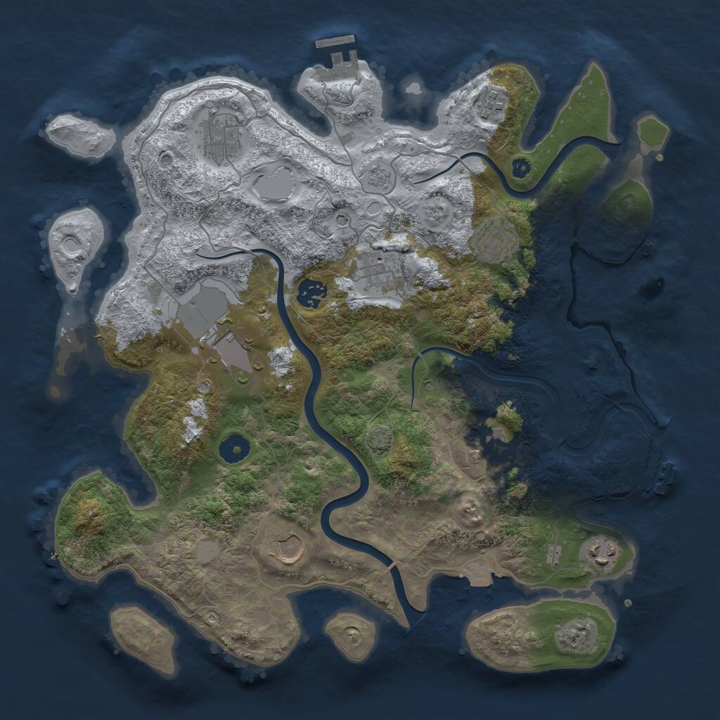 Rust Map: Procedural Map, Size: 3700, Seed: 343159380, 15 Monuments