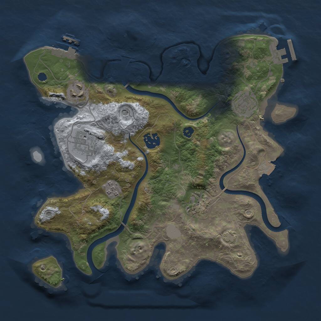 Rust Map: Procedural Map, Size: 3000, Seed: 45855, 11 Monuments