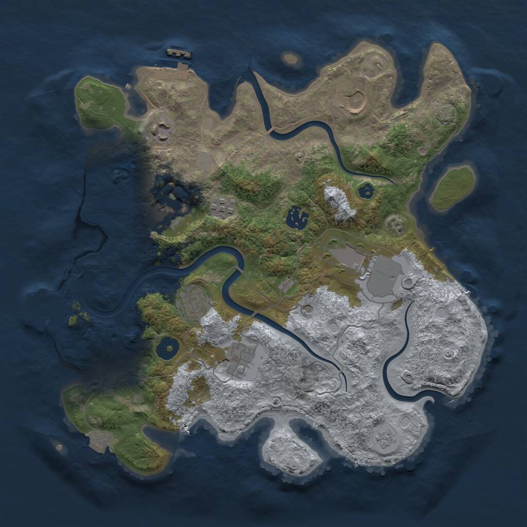 Rust Map: Procedural Map, Size: 3500, Seed: 31595, 14 Monuments