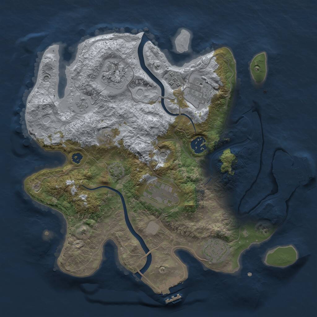 Rust Map: Procedural Map, Size: 3000, Seed: 2104872837, 12 Monuments
