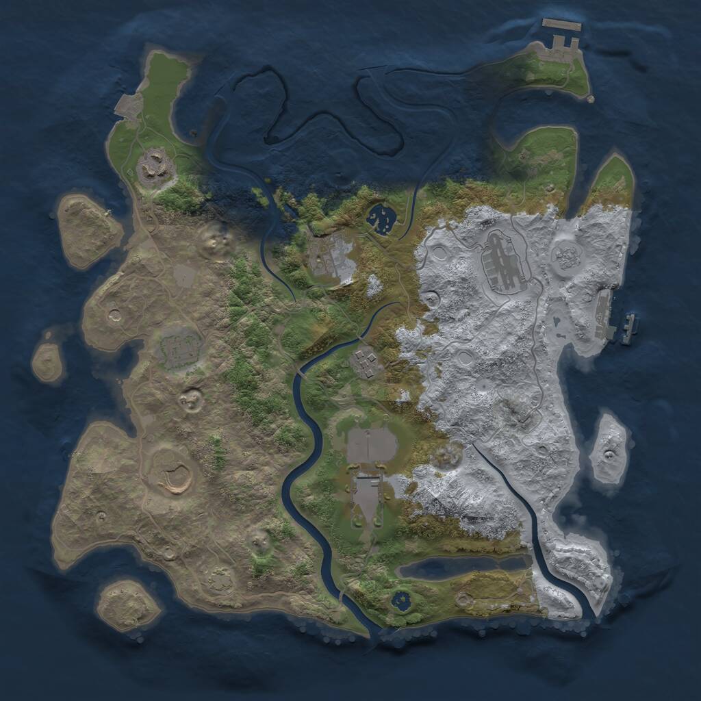 Rust Map: Procedural Map, Size: 3650, Seed: 1200364932, 14 Monuments