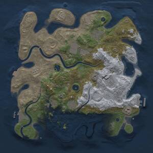 Thumbnail Rust Map: Procedural Map, Size: 3700, Seed: 91466588, 15 Monuments