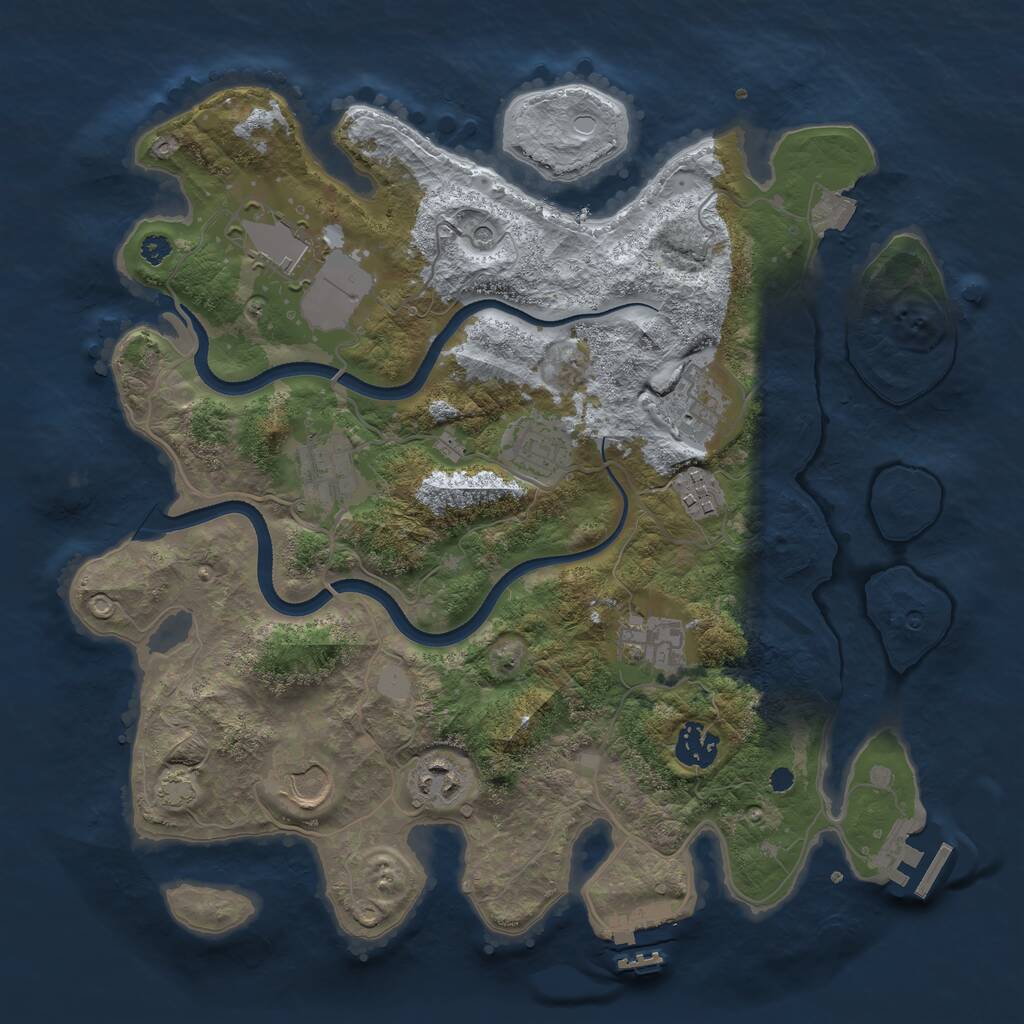 Rust Map: Procedural Map, Size: 3500, Seed: 1191978836, 14 Monuments