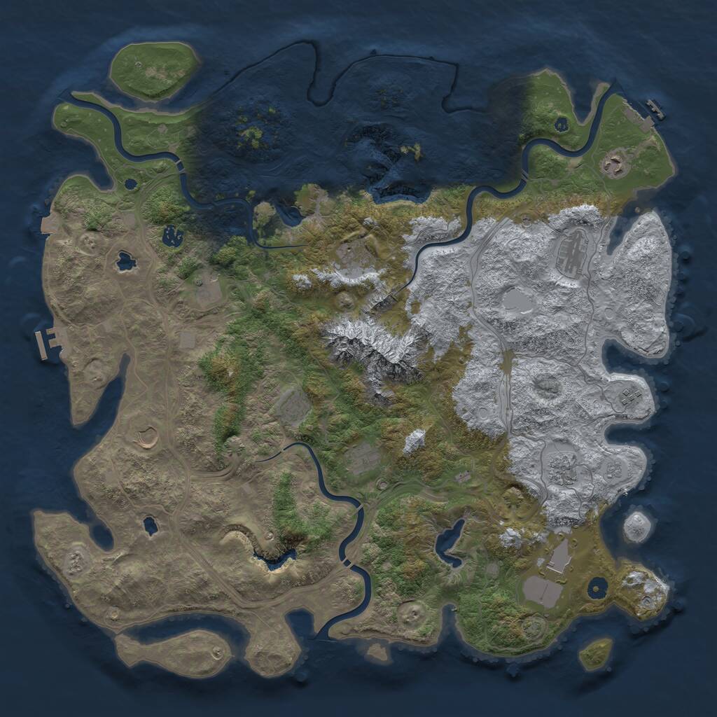 Rust Map: Procedural Map, Size: 5000, Seed: 143880681, 17 Monuments