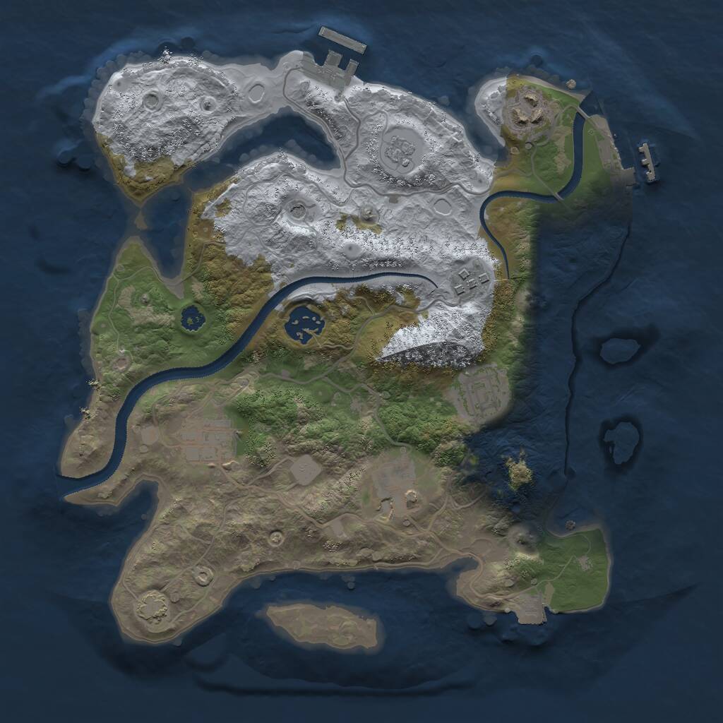 Rust Map: Procedural Map, Size: 3000, Seed: 682074551, 12 Monuments