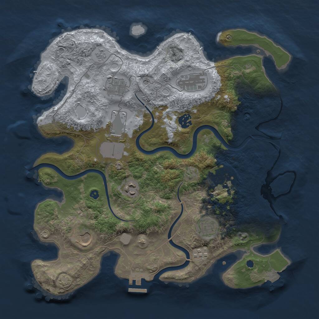 Rust Map: Procedural Map, Size: 3500, Seed: 530147704, 14 Monuments