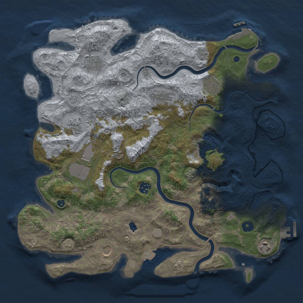 Rust Map: Procedural Map, Size: 4000, Seed: 870248934, 15 Monuments