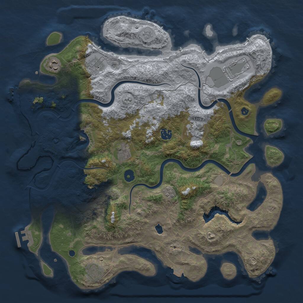 Rust Map: Procedural Map, Size: 4000, Seed: 1410830346, 14 Monuments