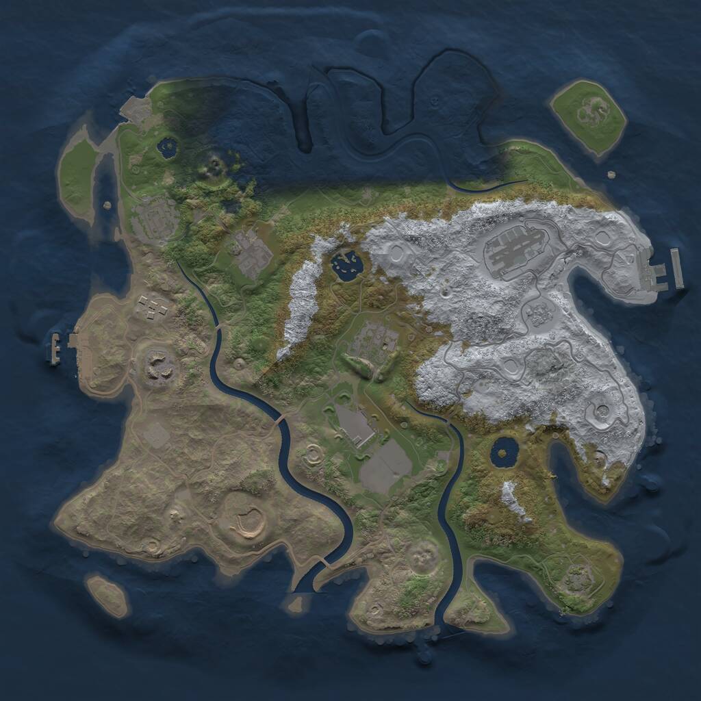 Rust Map: Procedural Map, Size: 3500, Seed: 6572, 15 Monuments