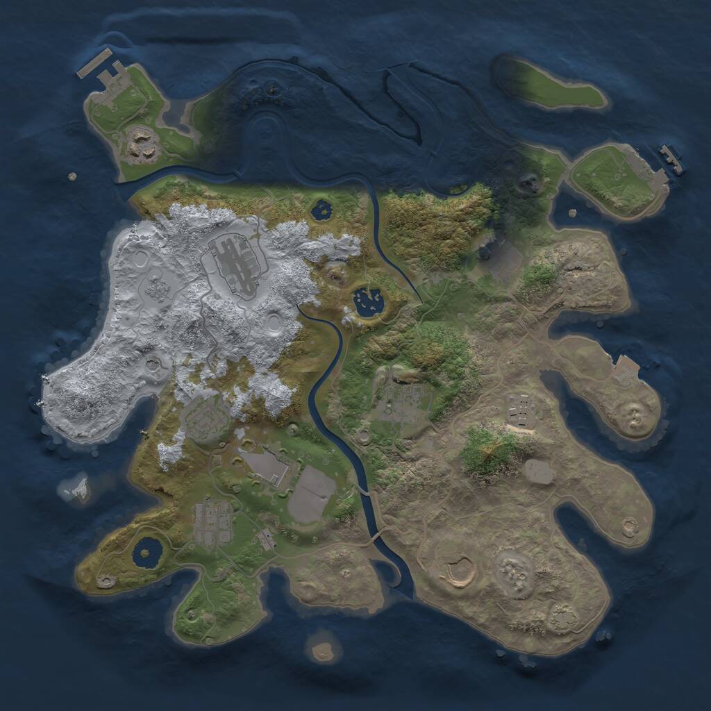 Rust Map: Procedural Map, Size: 3500, Seed: 1249531764, 16 Monuments