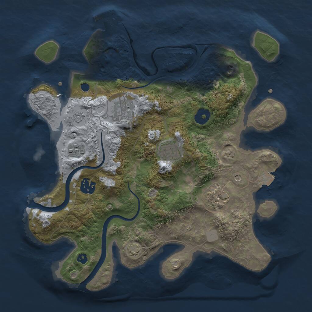Rust Map: Procedural Map, Size: 3000, Seed: 1922975105, 10 Monuments