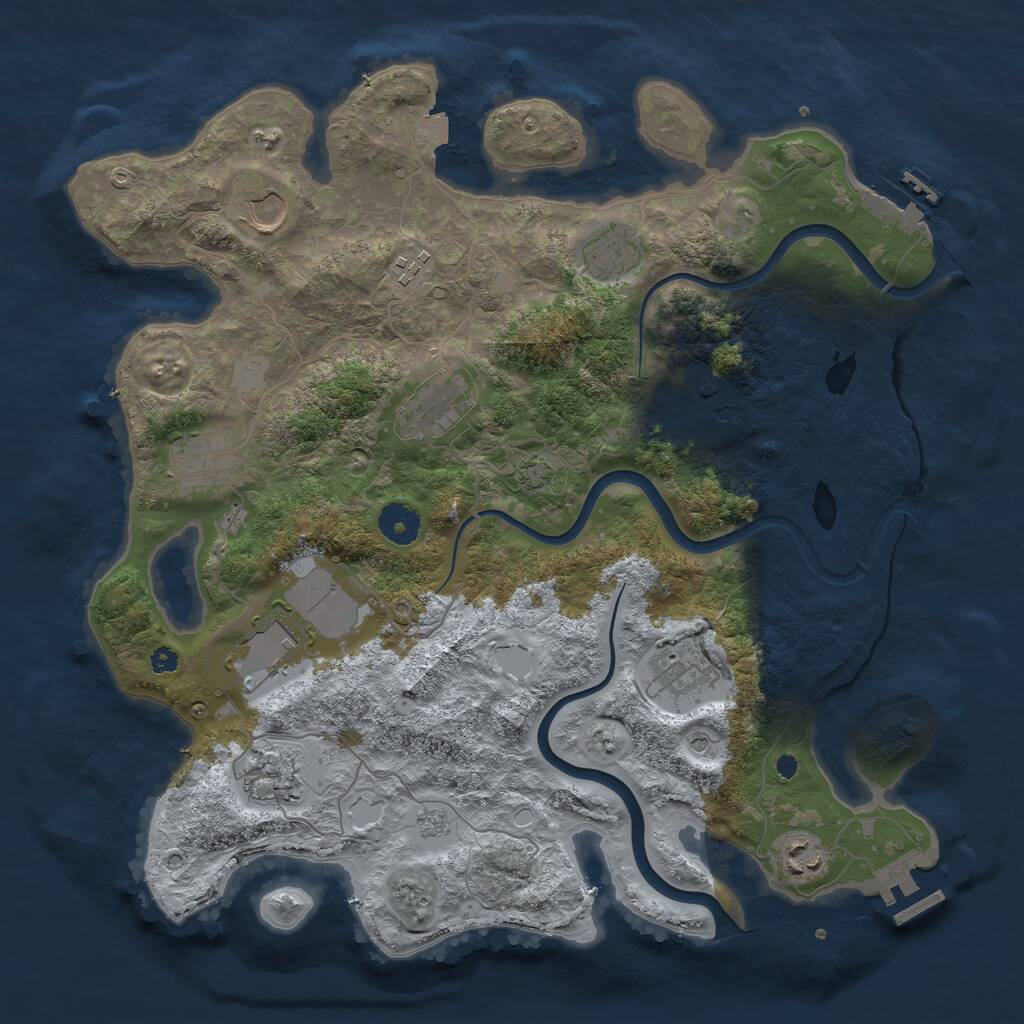 Rust Map: Procedural Map, Size: 3750, Seed: 593805750, 16 Monuments