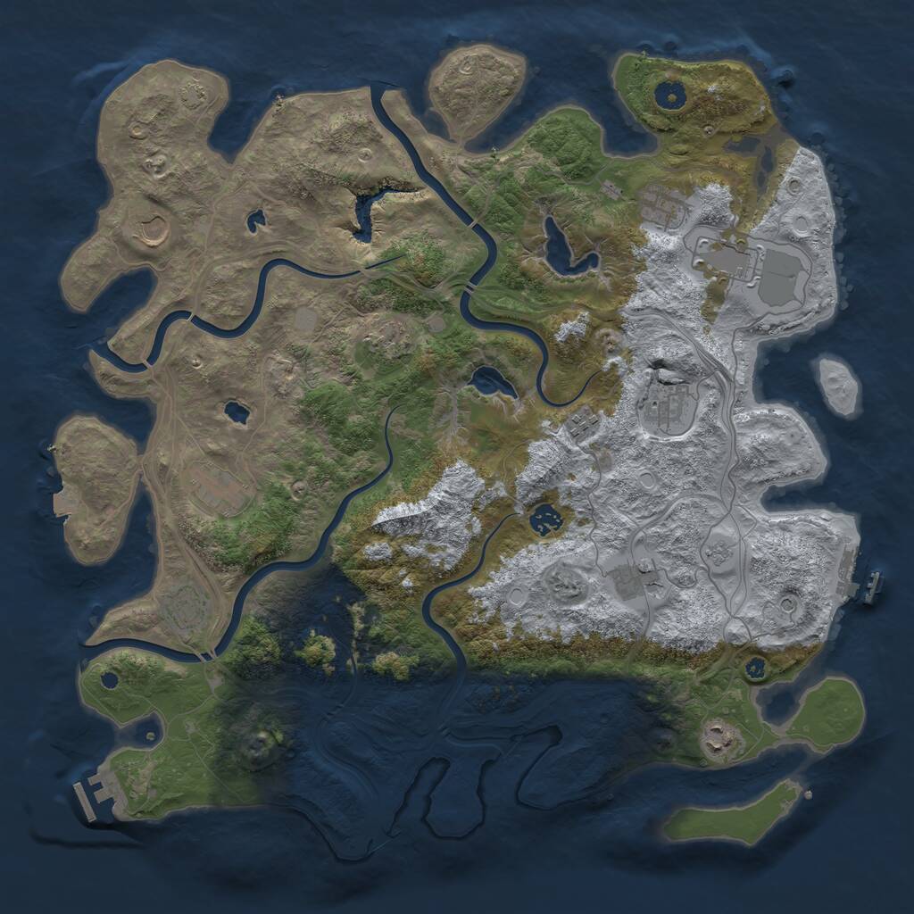 Rust Map: Procedural Map, Size: 4500, Seed: 995228885, 17 Monuments