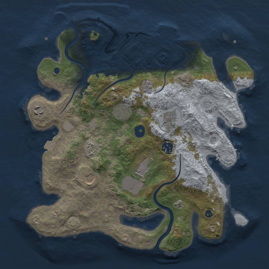 Rust Map: Procedural Map, Size: 3500, Seed: 1564397543, 12 Monuments