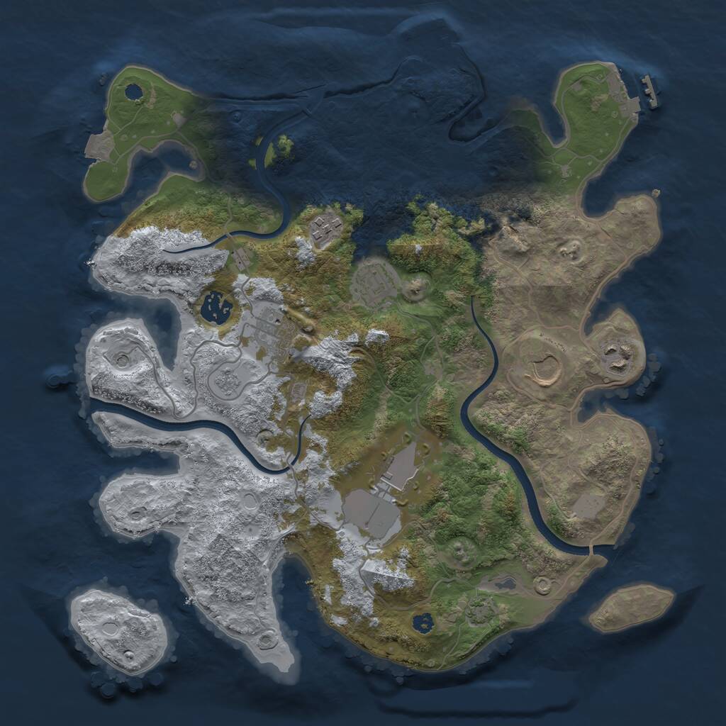Rust Map: Procedural Map, Size: 3500, Seed: 672035695, 13 Monuments