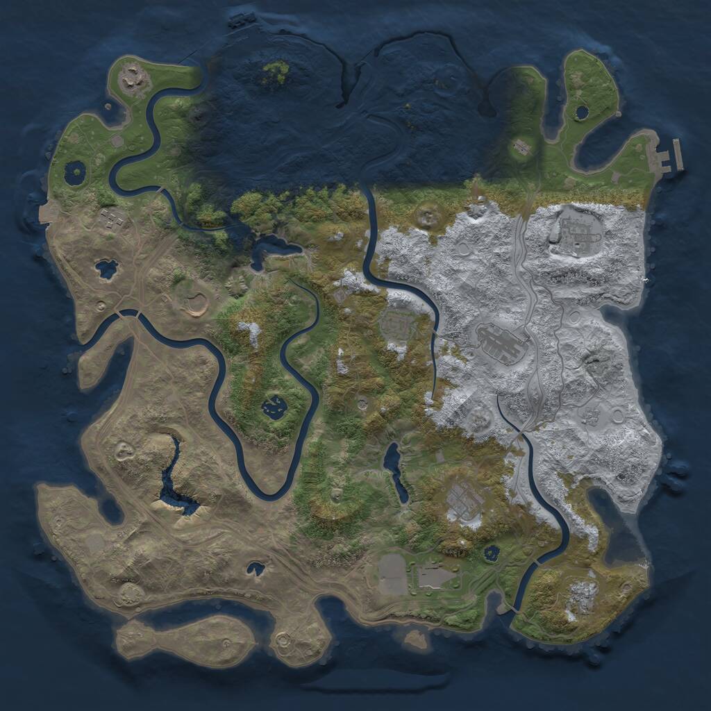 Rust Map: Procedural Map, Size: 4500, Seed: 143880681, 16 Monuments