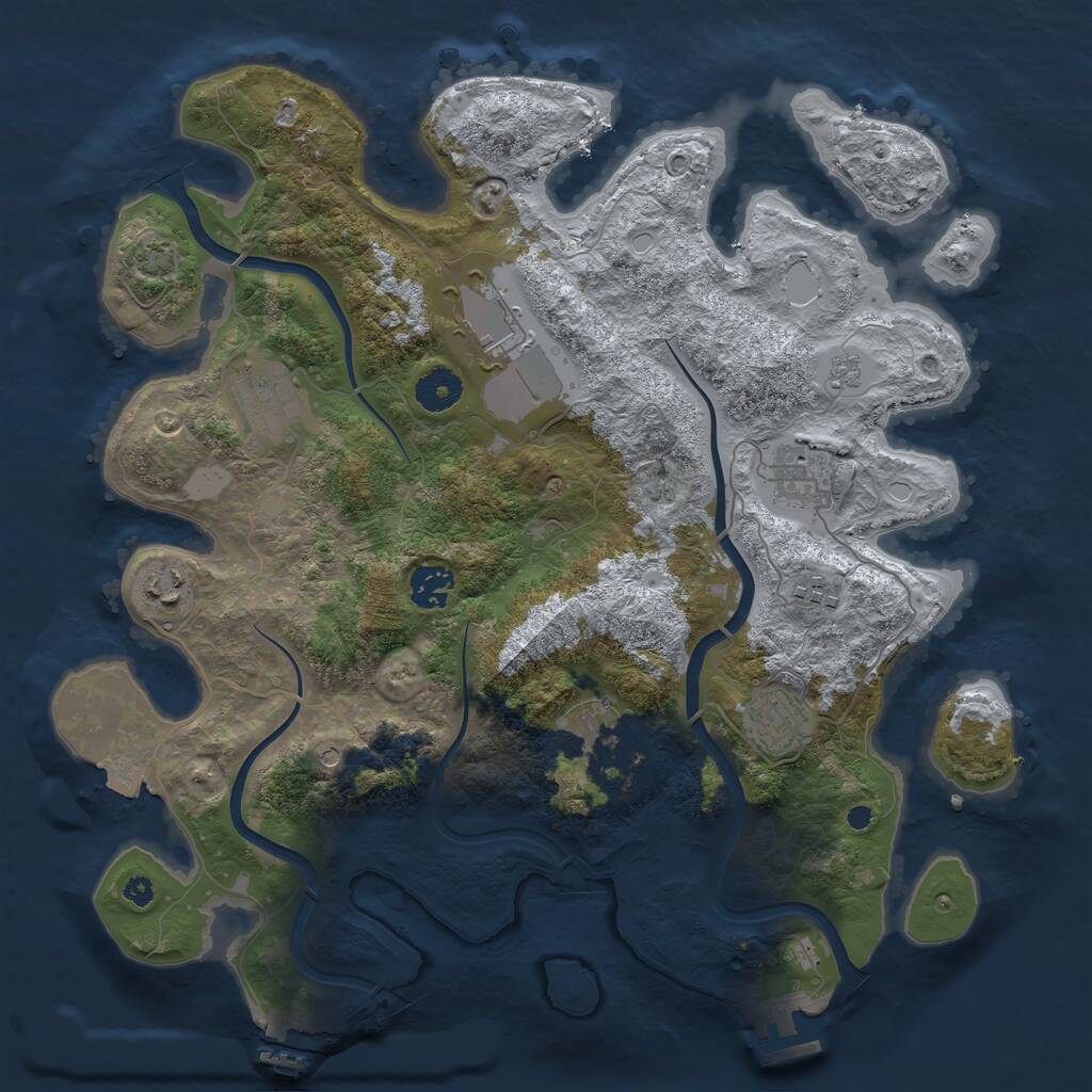 Rust Map: Procedural Map, Size: 3700, Seed: 707778511, 14 Monuments