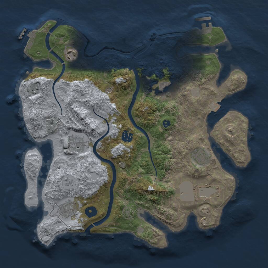 Rust Map: Procedural Map, Size: 3500, Seed: 1372921036, 14 Monuments